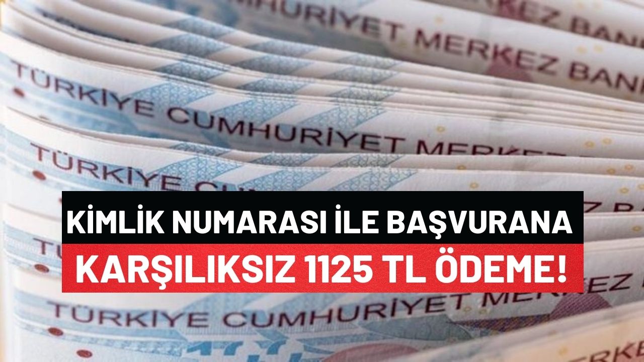 Kimlik Numarası İle Başvurana Karşılıksız 1125 TL Ödeme!