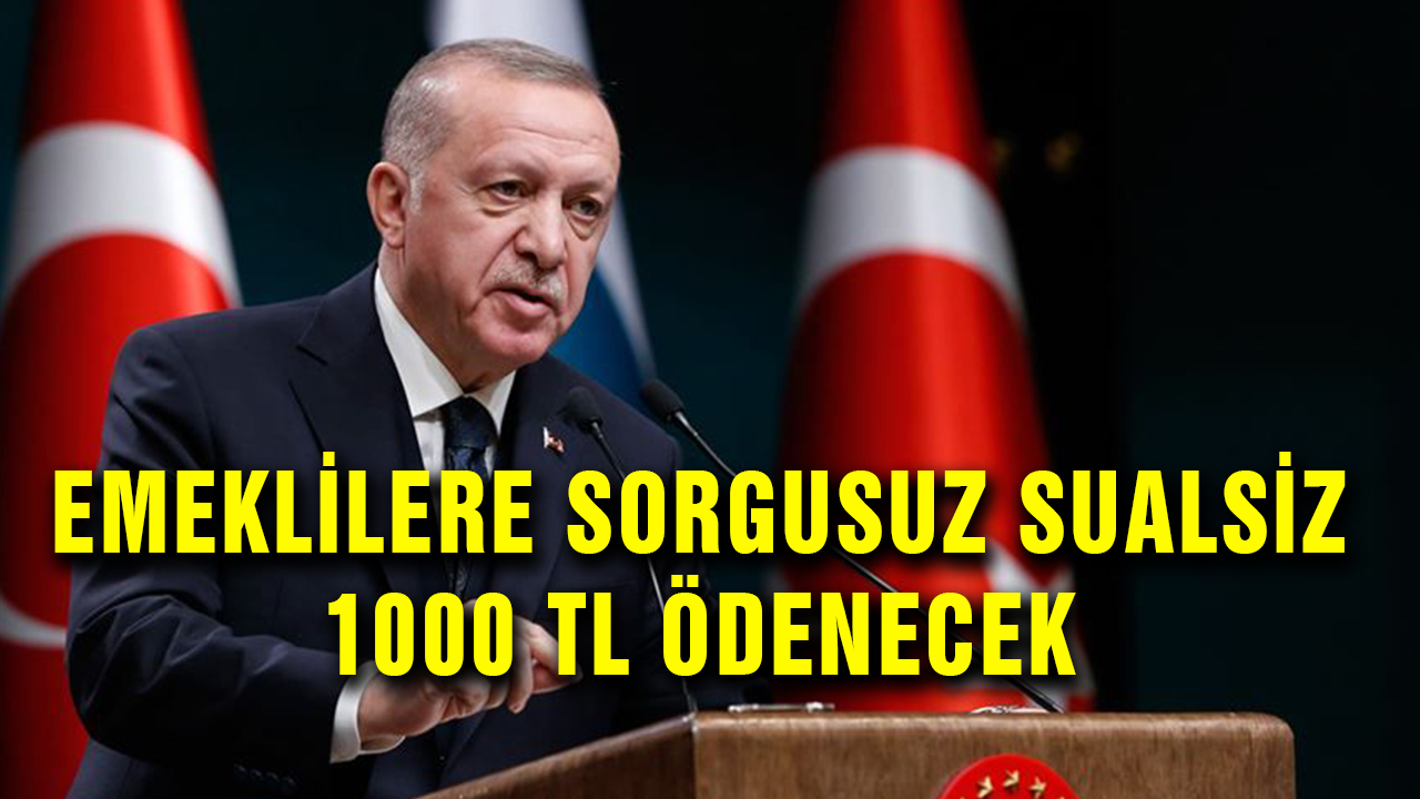 Erdoğanın açıklamasından sonra düğmeye basıldı! Emekliye sorgusuz sualsiz 1000 tl ödenecek