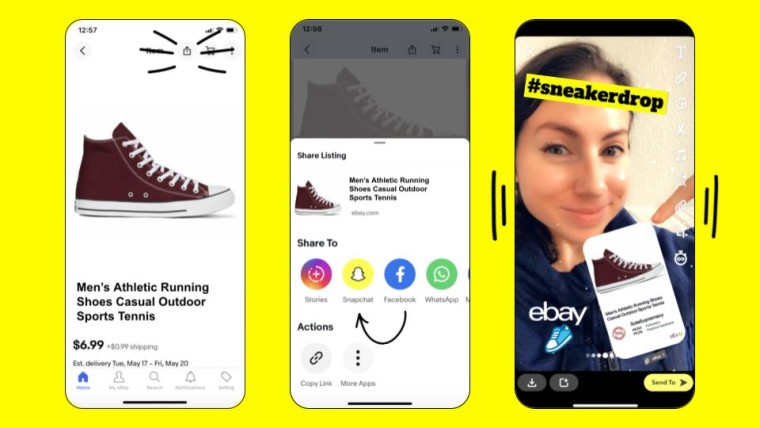 Artık Snapchat'teki çıkartmalarla doğrudan eBay listelerine atlayabilirsiniz