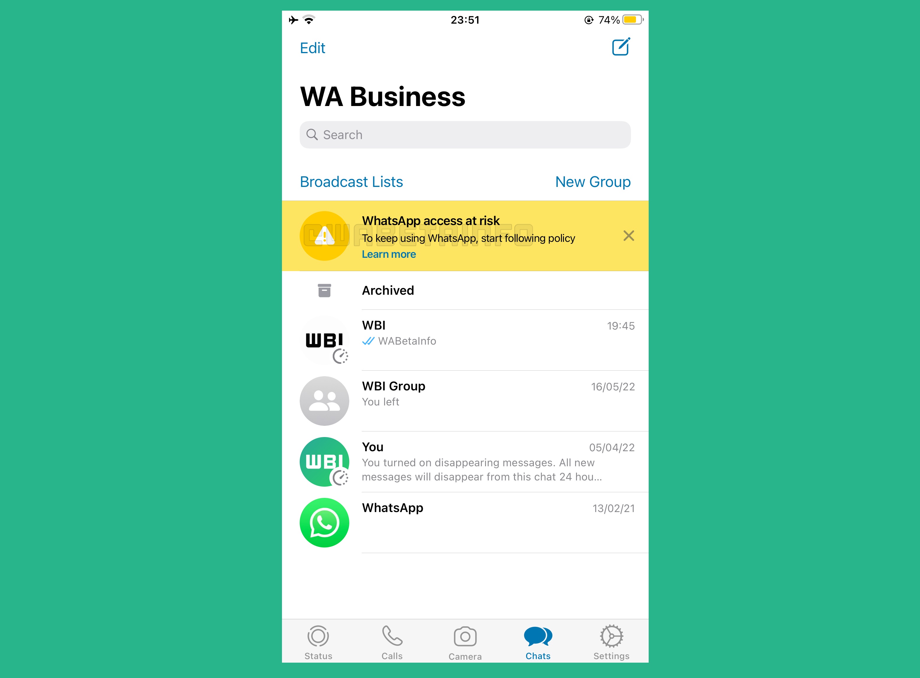 WhatsApp Bildirildiğine Göre İş Kullanıcıları için Politika Uyarıları Geliştiriyor, Kaybolan Mesajları Yükseltiyor