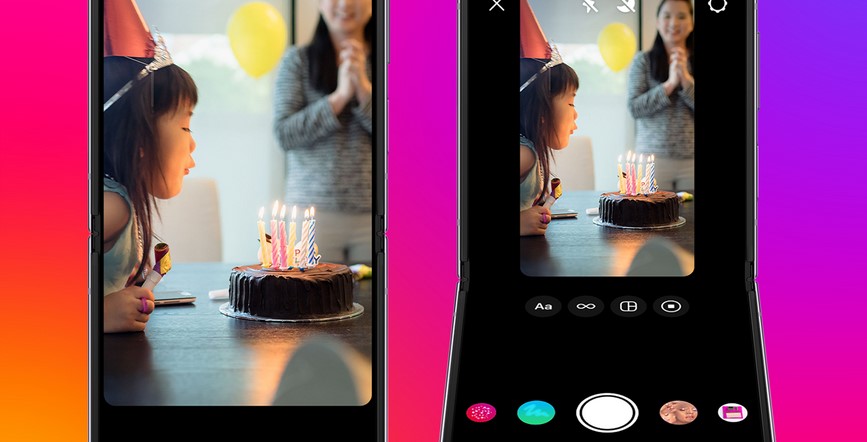 Instagram, Samsung'dan Flip Telefonlar İçin Yenilikçi Eller Serbest Oluşturma Seçeneği Sunuyor