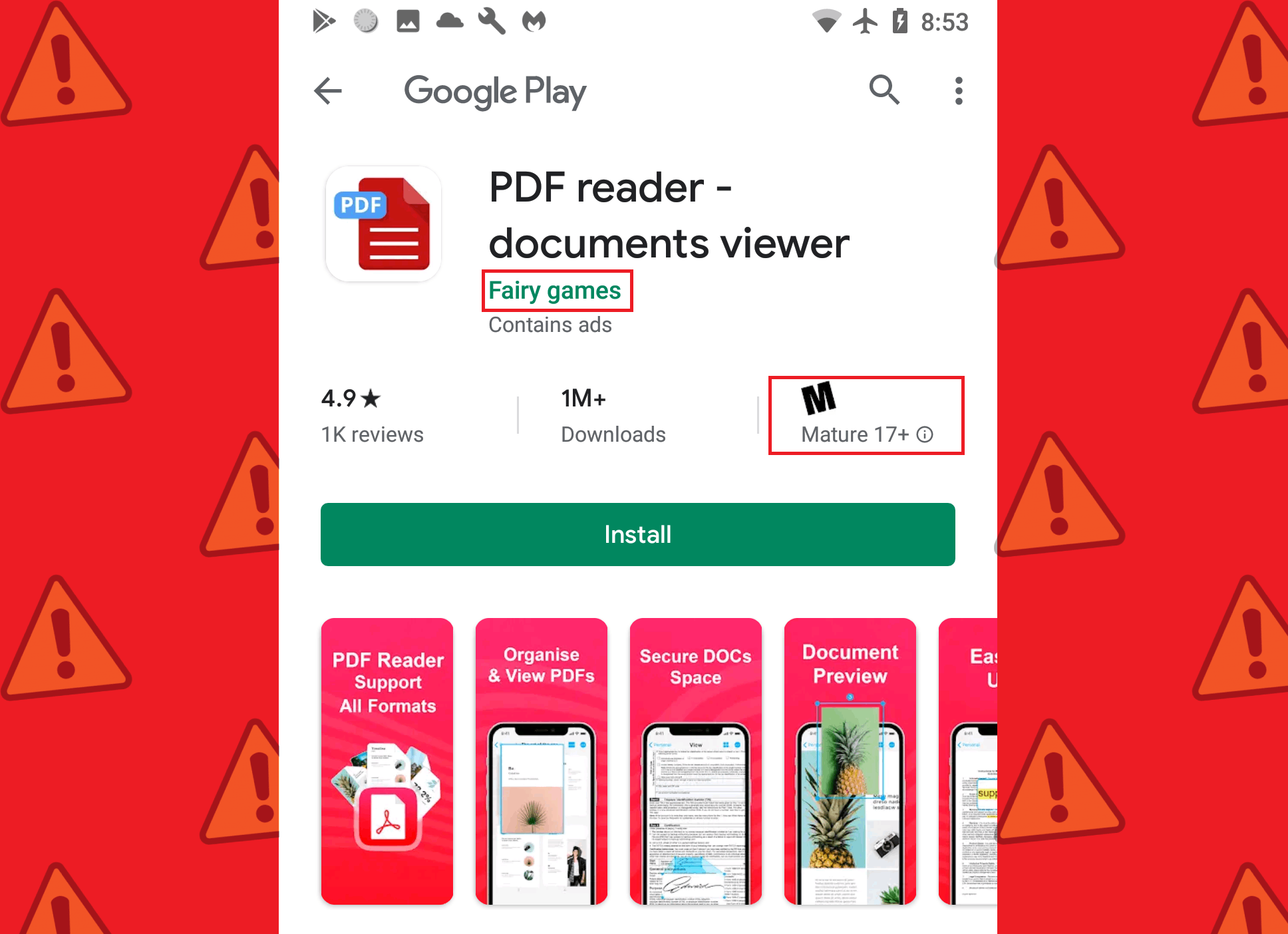 Bu Kötü Amaçlı PDF Okuyucu Uygulaması Google Play Store'da Milyonlarca İndirme Alıyor