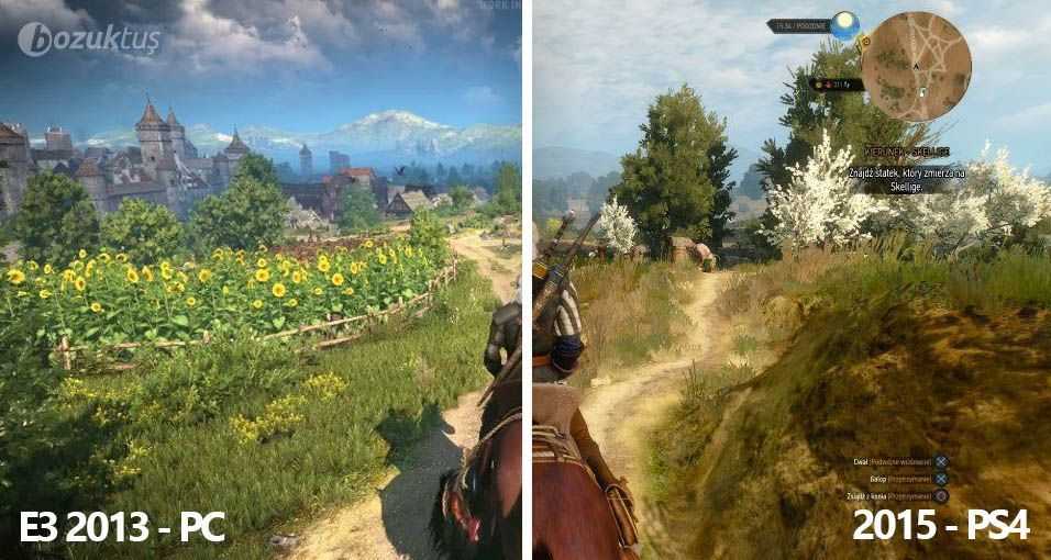 The Witcher 3'ün E3 2013 ve 2015 grafik karşılaştırması