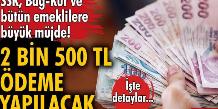 Emeklilere 2500 TL Ödeme yapılacak